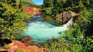 River forest waterfall autumn nature - alexander brook free wallpaper