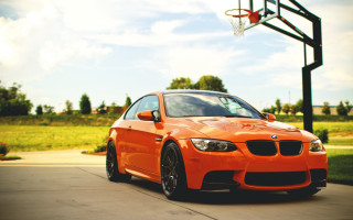 Orange car basketball hoop 3d - a street corner free wallpaper