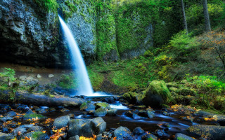 Waterfall forest rocks stream nature 3 - the middle of the forest free wallpaper
