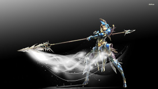 Woman blue outfit sword arrow - amano free wallpaper
