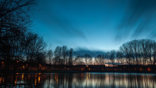 Lake trees clouds night longexposure - long exposure free wallpaper