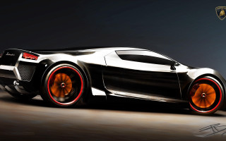 Black white car orange wheels - car free wallpaper