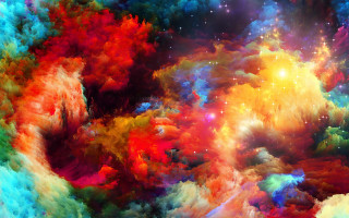 Colorful smoke stars mystical fire - psychedelic art free wallpaper
