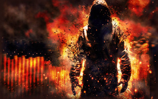 Fire street battle autumn embers - explosion free wallpaper