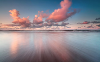 Sunset ocean clouds beach impressionist - colorful cloud free wallpaper