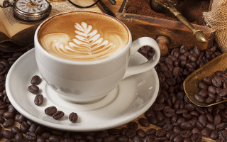 Coffee leaf saucer beans clock - a saucer free wallpaper