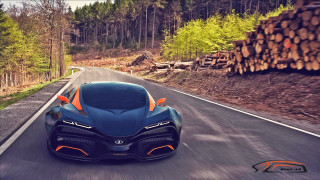 Car forest sunset urban matte - matte drawing free wallpaper