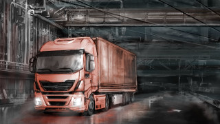 Red truck factory street european - pipe free wallpaper