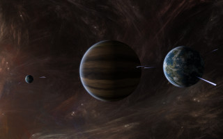 Black hole starfield planets matte - a black hole in the center free wallpaper