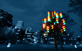 Traffic light tree city park - building free wallpaper