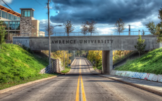 Bridge sign wrence university sky - a building in the background free wallpaper