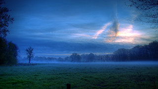 Fenced field trees clouds mist - caspar david friedrich free wallpaper
