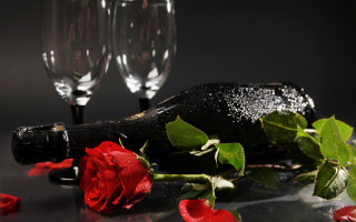 Champagne glasses rose petals still - two glass of wine free wallpaper