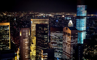 City lights clock tower night - neoism free wallpaper