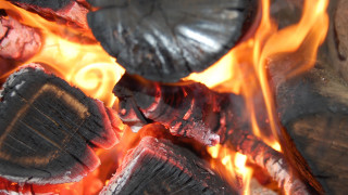 Fire logs flames embers autumn - a stock photo free wallpaper