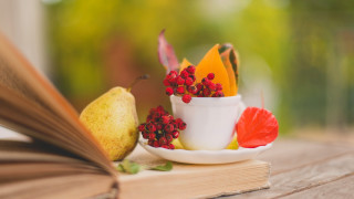 Book bowl fruit coffee still - still free wallpaper