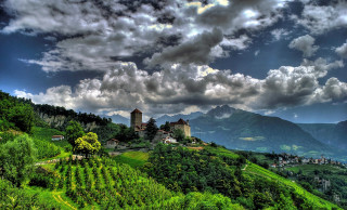 Mountain castle cloudy sky nature - a scenic view of a mountain free wallpaper