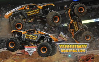 Monster truck jump dirt pile - a monster truck free wallpaper