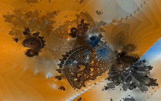 Yellow blue flower fractal bubble - a white center free wallpaper