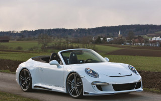 White sports car road field 3 - a road next free wallpaper