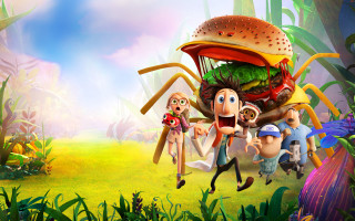 Cartoon characters running hamburger field - a group of cartoon characters free wallpaper