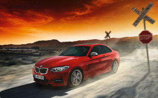 Red car sunset road stop - a.d.m. cooper free wallpaper