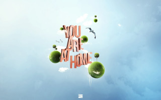 Blue sky green balls bird - you free wallpaper