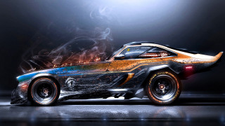 Car smoke tail lights photorealism - tail free wallpaper