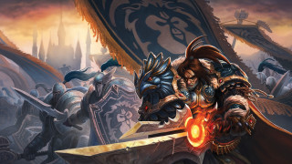 Armor sword glowing orange mountain - a man in armor holding free wallpaper