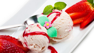 Ice cream plate strawberries spoon - bouchta el hayani free wallpaper for desktop