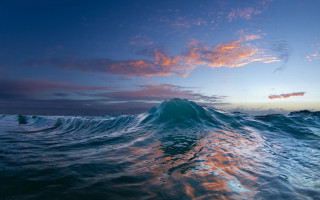 Large wave sunset ocean pink - sky above free wallpaper