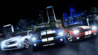 City night cars neon skyline - city free wallpaper