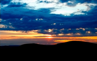 Sunset clouds hill bird blue - sunrise free wallpaper