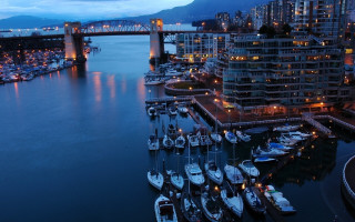 Harbor boats bridge night lights 2 - a harbor free wallpaper