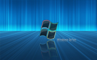 Blue background windows logo reflection - free minimalism wallpaper