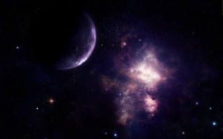 Space planet moon stars aurora 2 - a distant object in the background free wallpaper