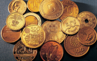 Coins puzzle clock gear hexagram - 16k free wallpaper