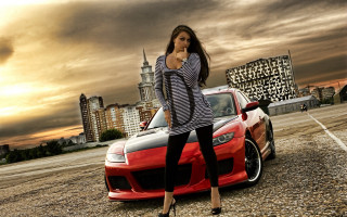 Woman car parking lot city - a car in a parking lot free wallpaper