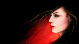Gothic digital painting longhair redlips - red lipstick free wallpaper