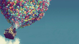 Floating house balloons in the 6 - the air above free wallpaper