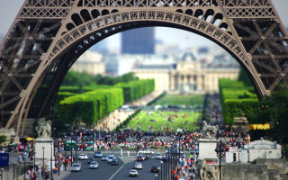 Eiffel tower people tilt shift - a view of the eiffel tower free wallpaper