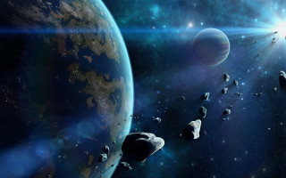 Space rocks large planet star - the earth free wallpaper