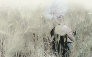 White hair woman tall grass - white hair free wallpaper for desktop