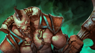 Demon sword shoulder green brom - a painting of a demon free wallpaper