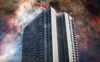 Tall building starry sky aurora - a tall building free wallpaper