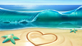 Heartstarfish beachwave lycoairbrush love cyrilrolando - cyril rolando free wallpaper for desktop