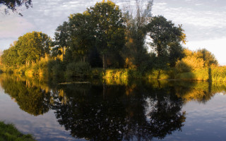 Lake forest autumn sky clouds - barbizon school free wallpaper