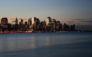 City skyline night water clouds 2 - ashcan school free wallpaper