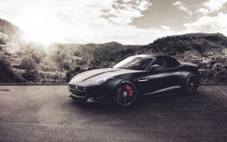 Black sports car mountain clouds - matte finish free wallpaper for desktop