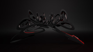Black object red accents 3d - a red light in the middle free wallpaper